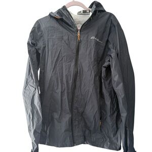 Eddie Bauer Gray Hooded Rain Jacket size Medium